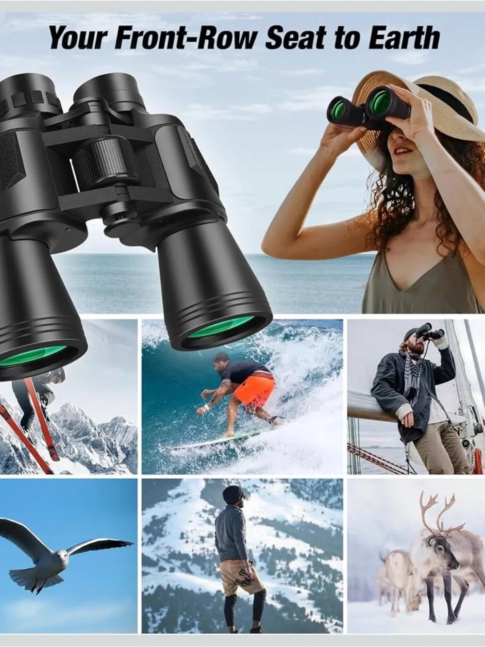 20x50 Black Binoculars with 26mm Eyepieces